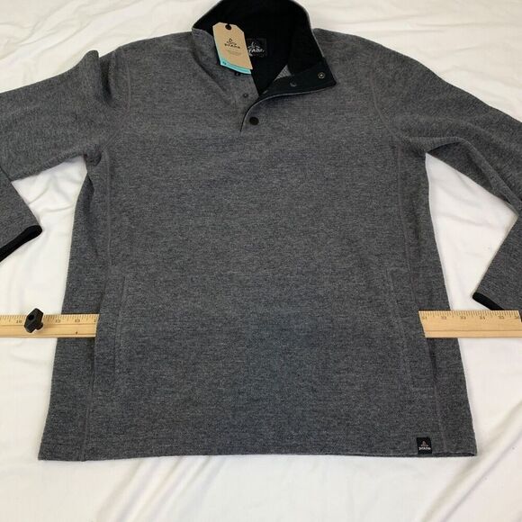 NWT prAna Henley Mens Large Gray Heather Long Sleeve Leonidas Wool - Picture 10 of 13